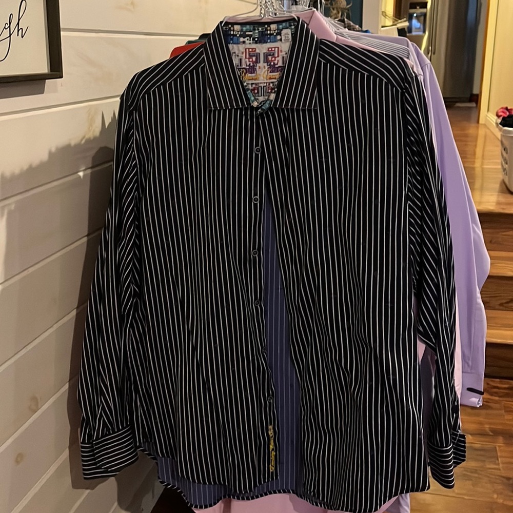 Men’s Robert Graham Navy Blue striped button up